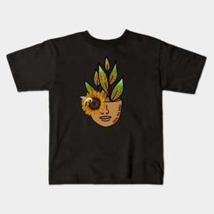 Save the Bees - Tropical House Plant with Sunflowers and Bees Kids T-Shirt